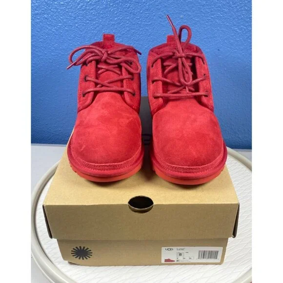 New UGG NEUMEL Mid Top Casual Snow Boots Suede Red Fur Women's 8 EU39 - Picture 4 of 12